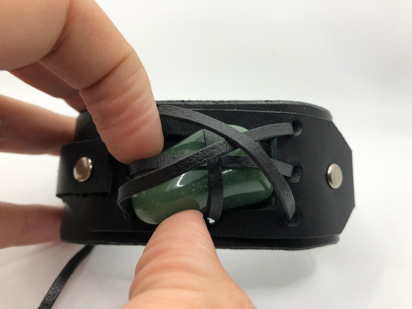 Crystal Wrap Wristband / Bracelet- Black Leather