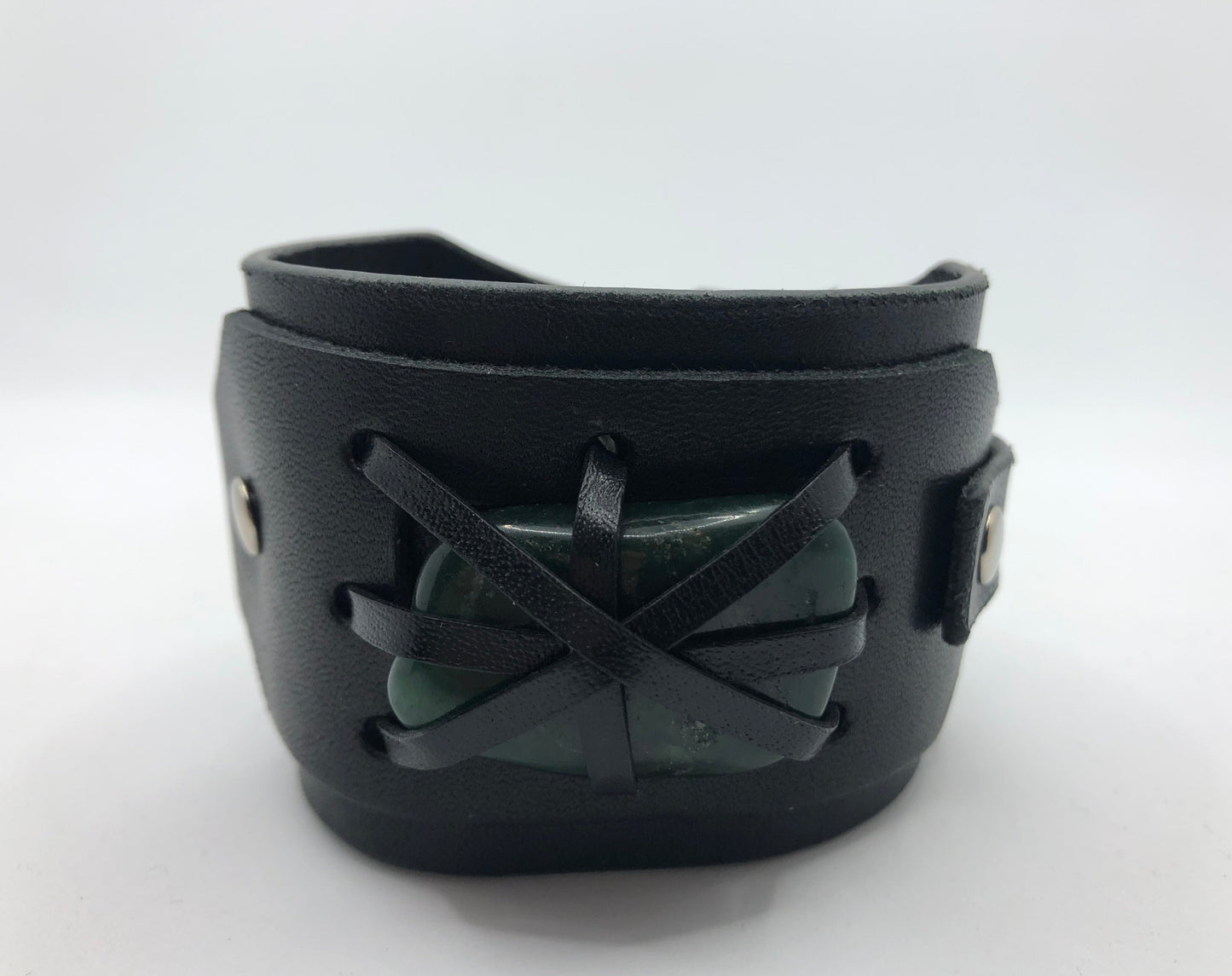 Crystal Wrap Wristband / Bracelet- Black Leather