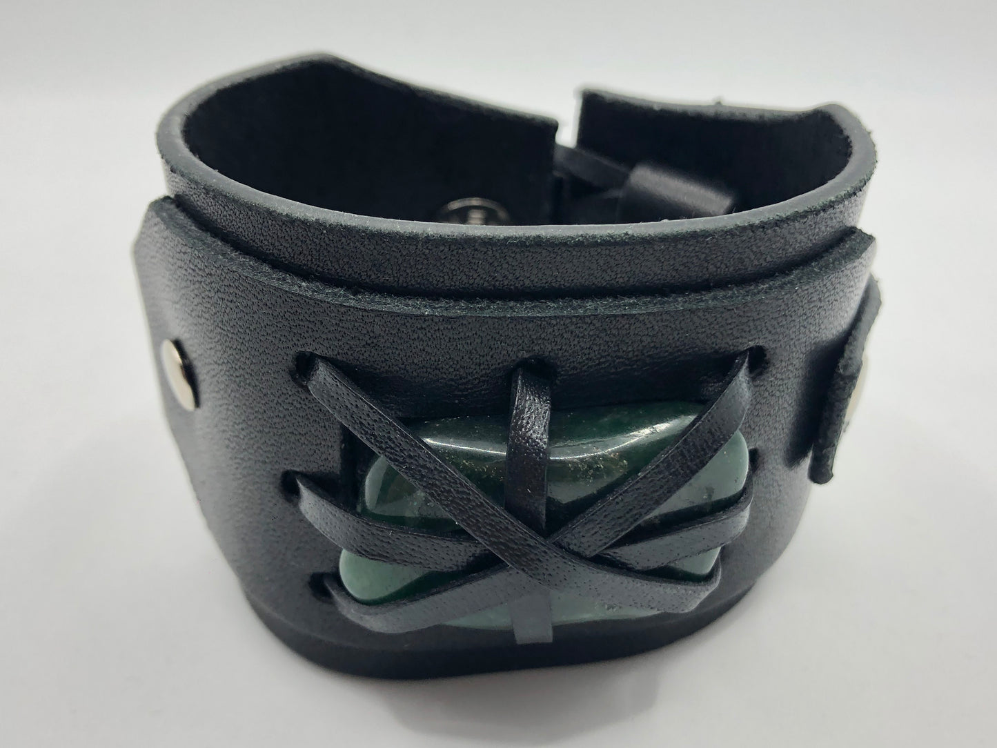 Crystal Wrap Wristband / Bracelet- Black Leather