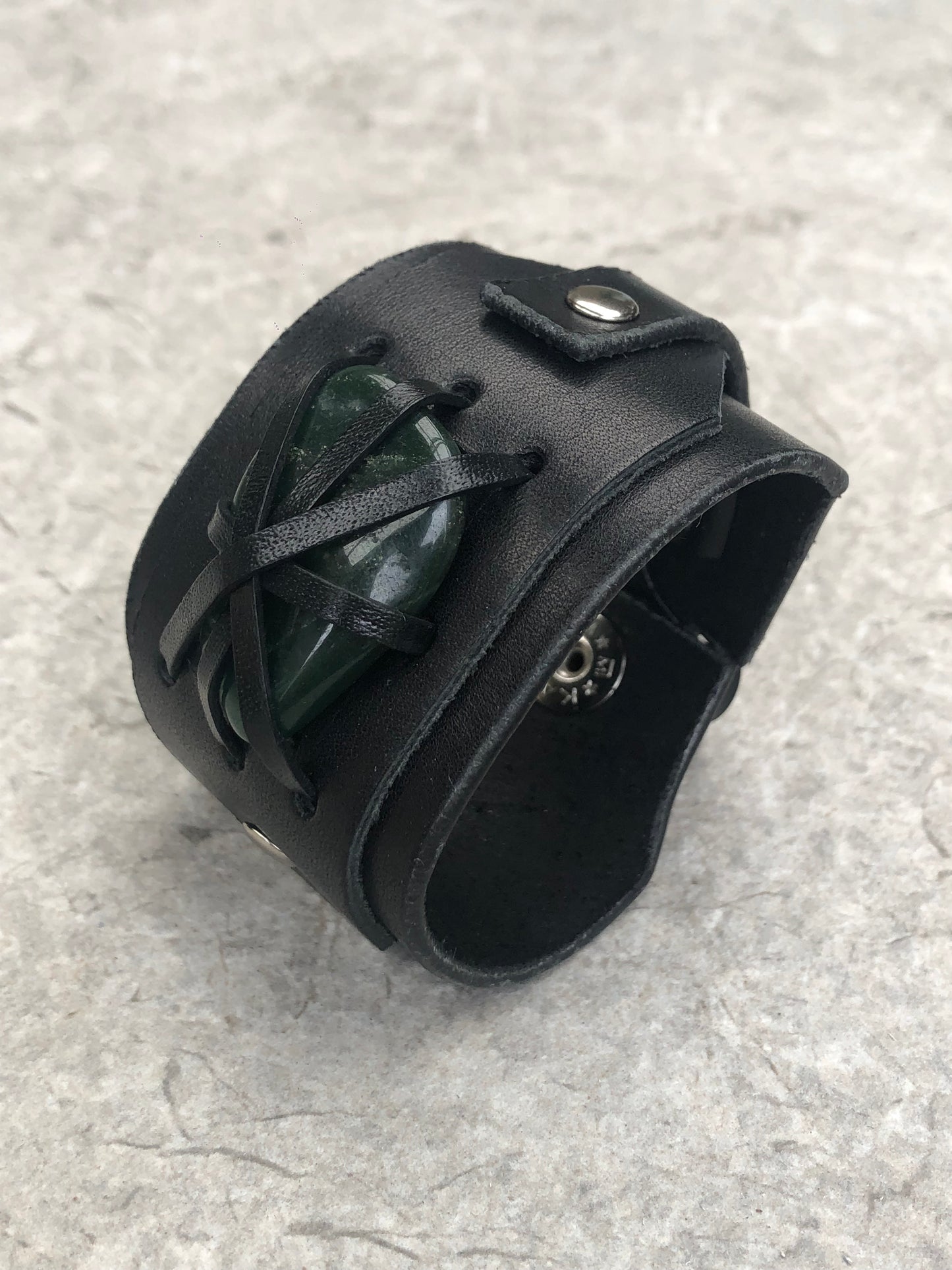 Crystal Wrap Wristband / Bracelet- Black Leather