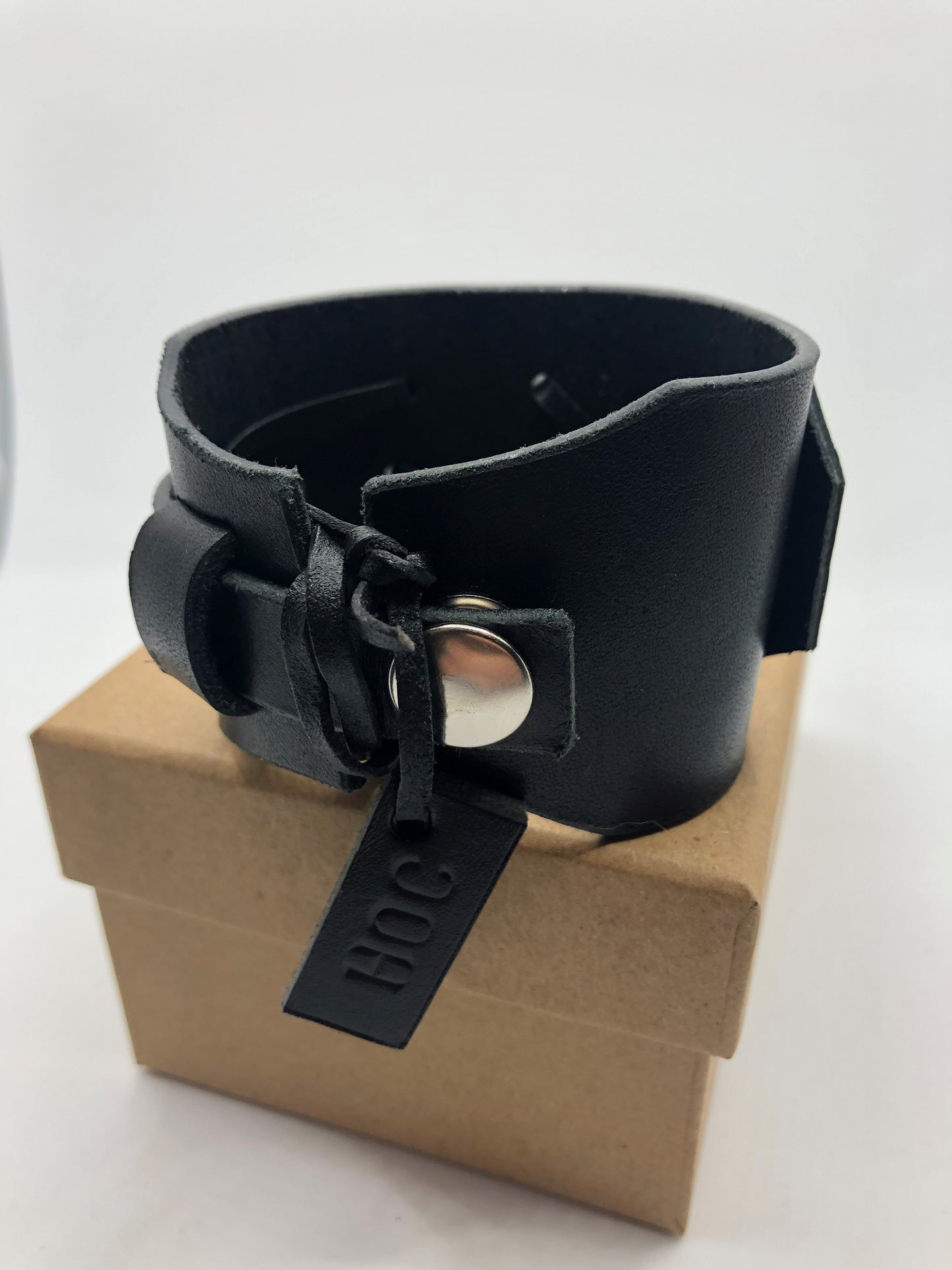 Crystal Wrap Wristband / Bracelet- Black Leather