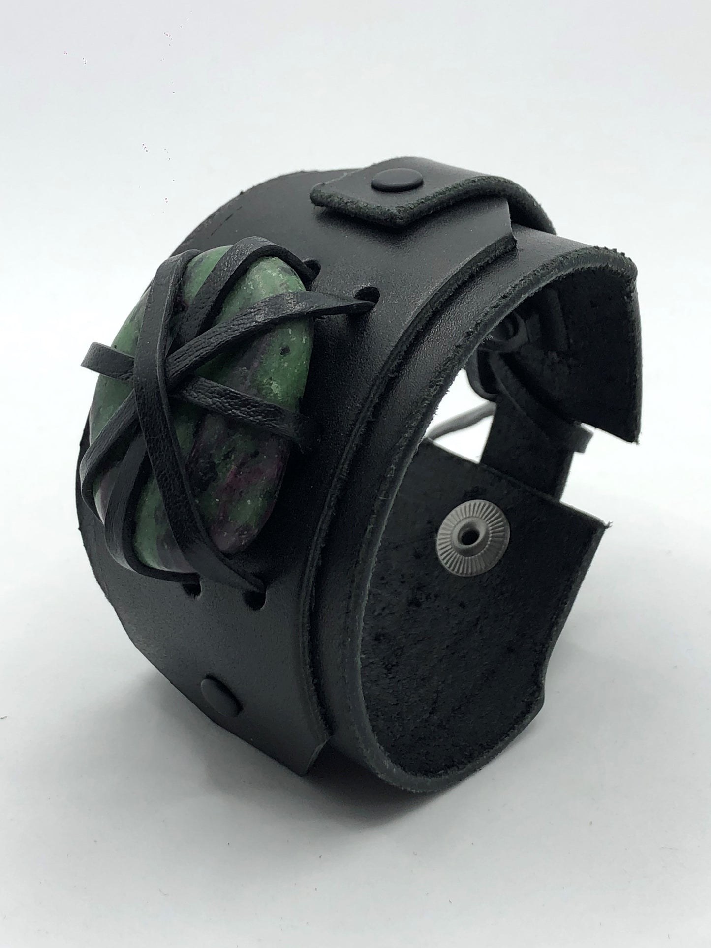 Crystal Wrap Wristband / Bracelet- Black Leather