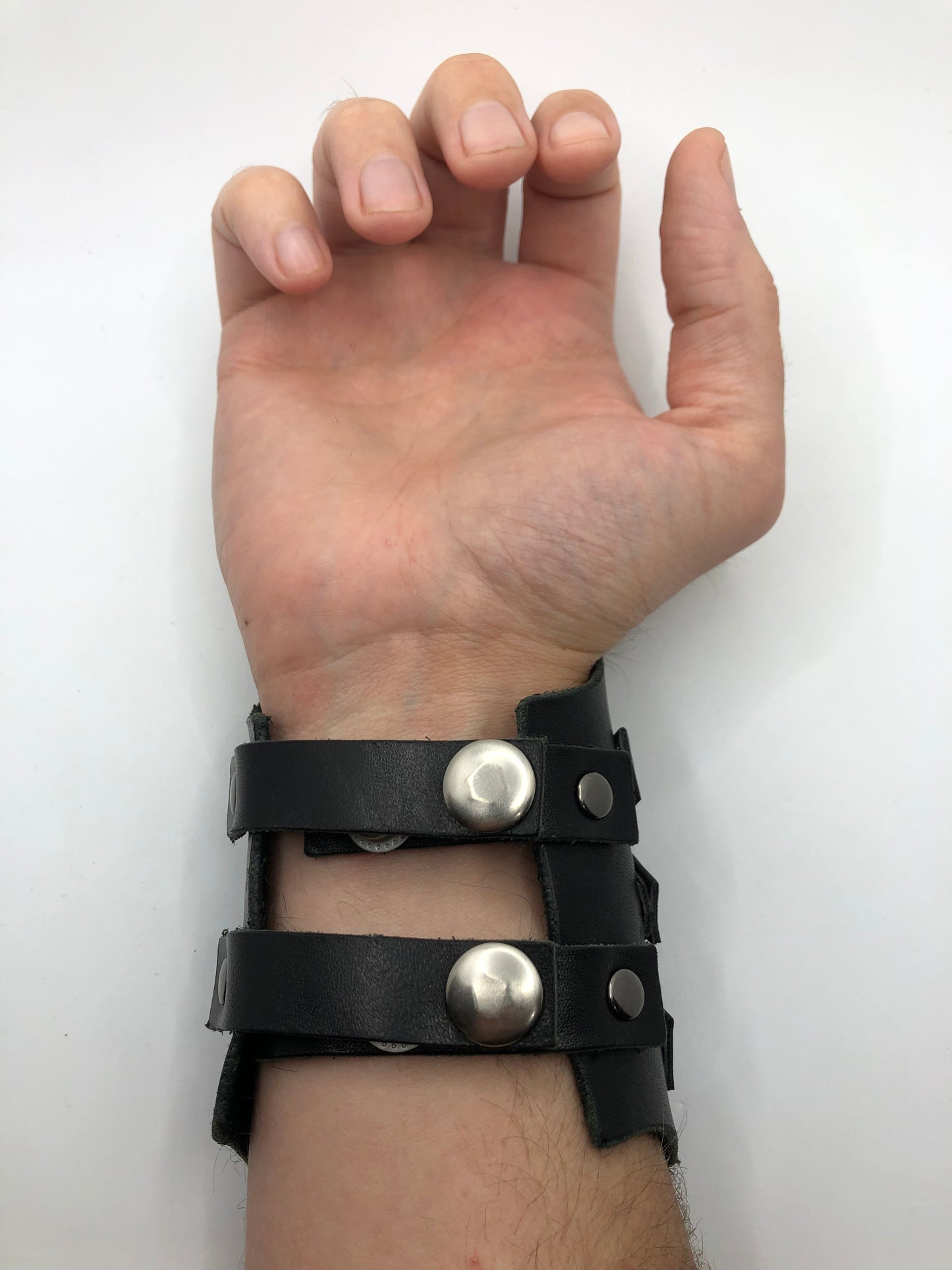 Conan Cuff - Black Leather Wide Wristband