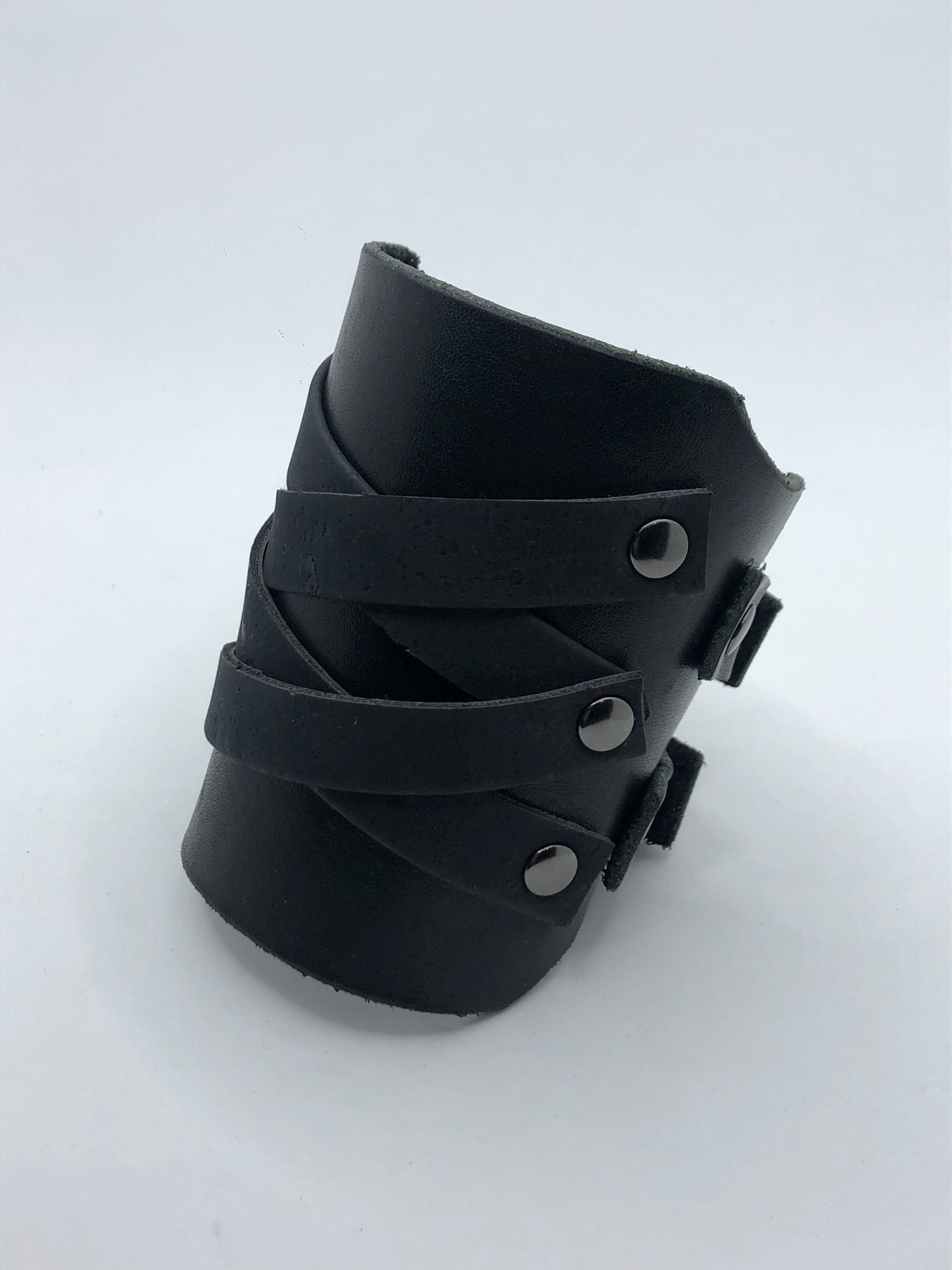 Conan Cuff - Black Leather Wide Wristband