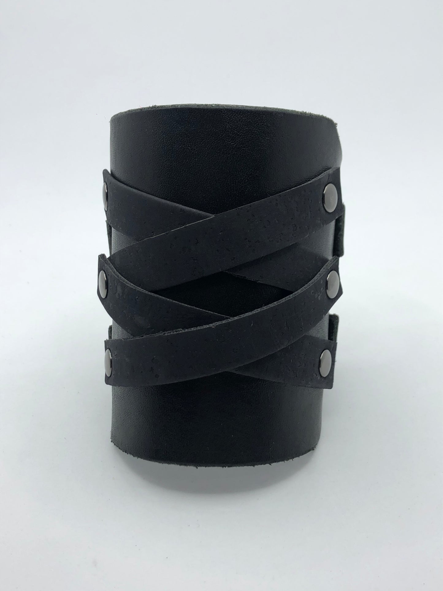 Conan Cuff - Black Leather Wide Wristband
