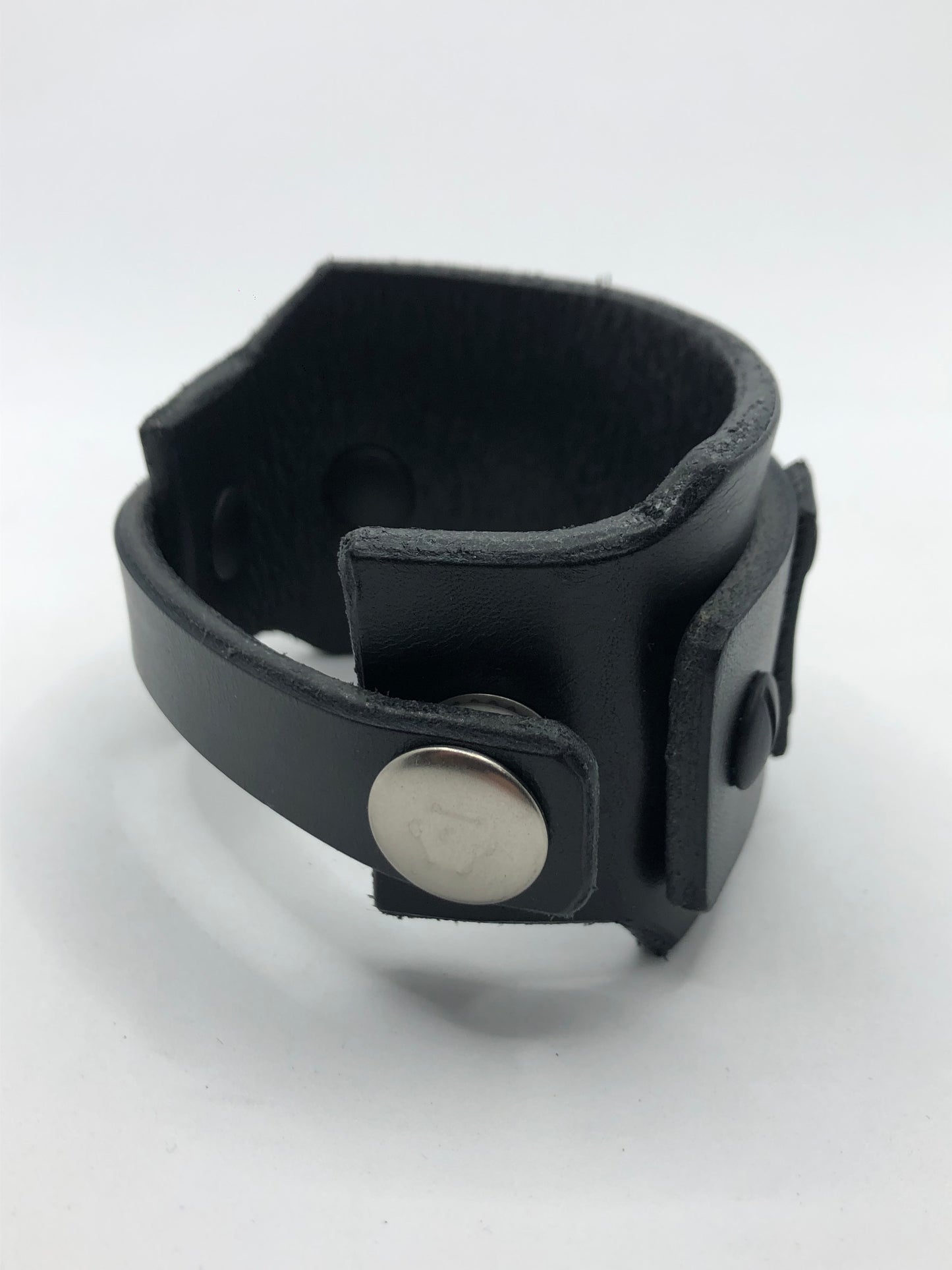 The Grid - Cyberpunk / Biker Style Black Leather Studded Cuff / Bracelet