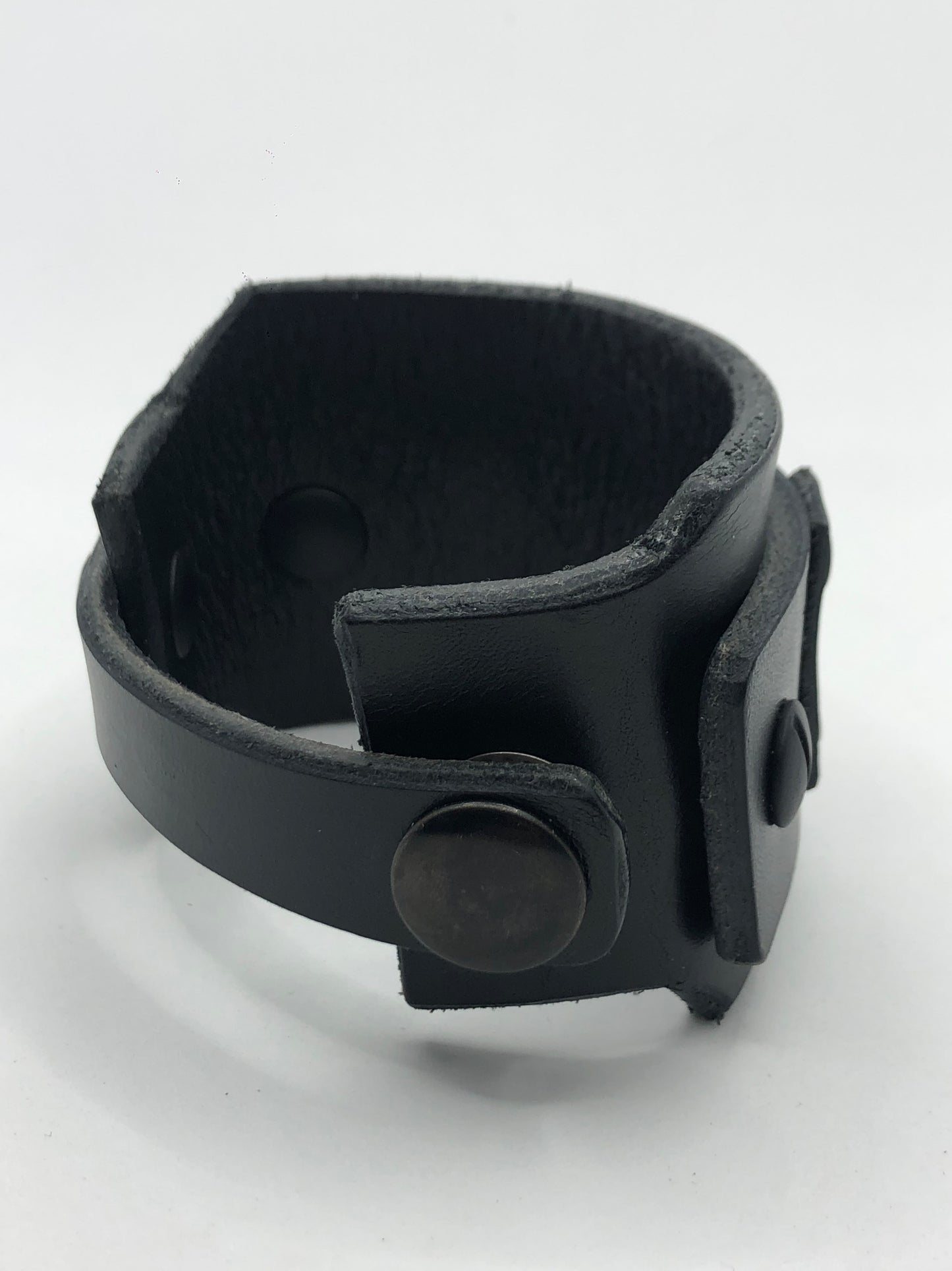The Grid - Cyberpunk / Biker Style Black Leather Studded Cuff / Bracelet