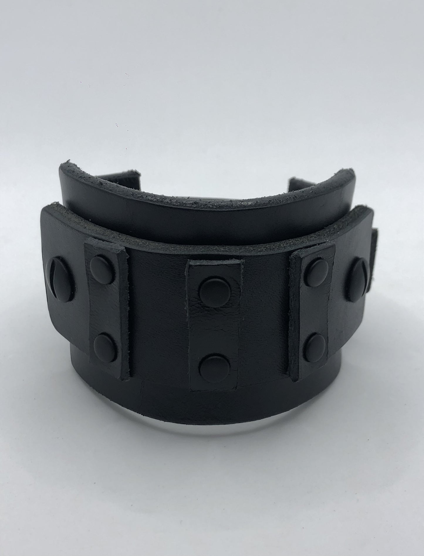 The Grid - Cyberpunk / Biker Style Black Leather Studded Cuff / Bracelet