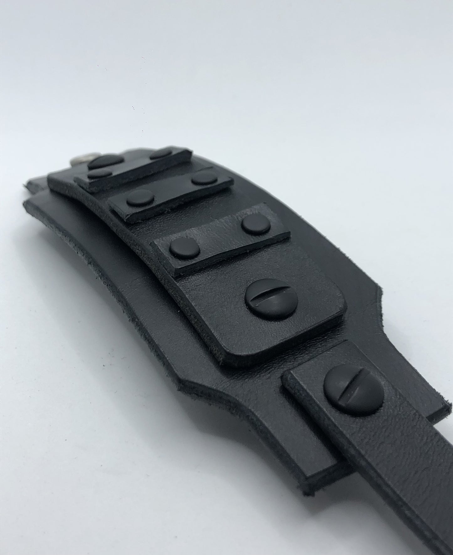 The Grid - Cyberpunk / Biker Style Black Leather Studded Cuff / Bracelet