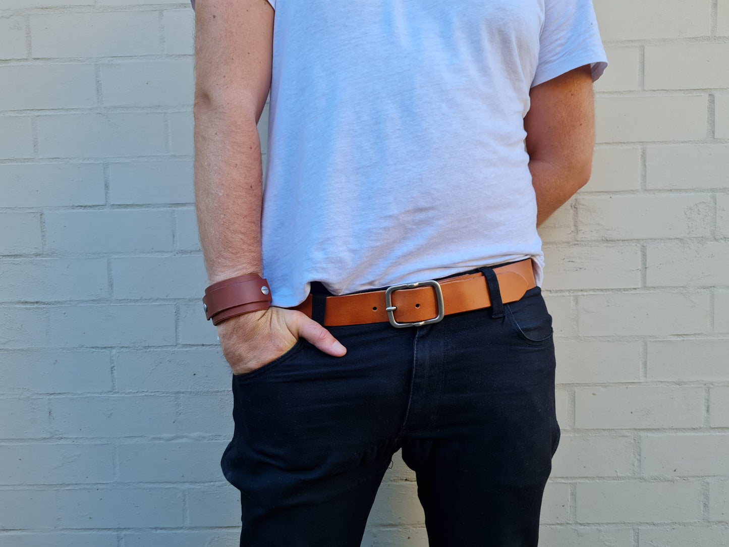 The Carpenter - Recycled / Deadstock Leather Wristband / Bracelet
