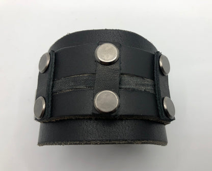 Gladiator - Black Leather Wristband / Bracelet