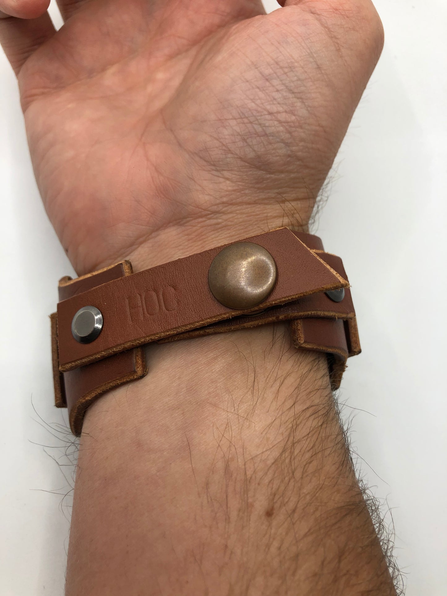 The Carpenter - Recycled / Deadstock Leather Wristband / Bracelet