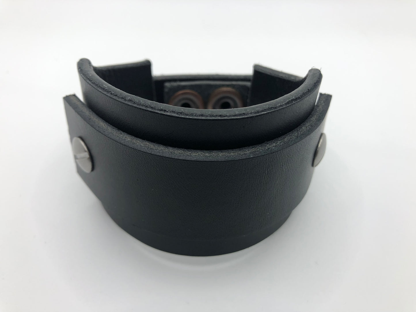 Black Single Strap Wristband / Bracelet - Extra Thick Leather