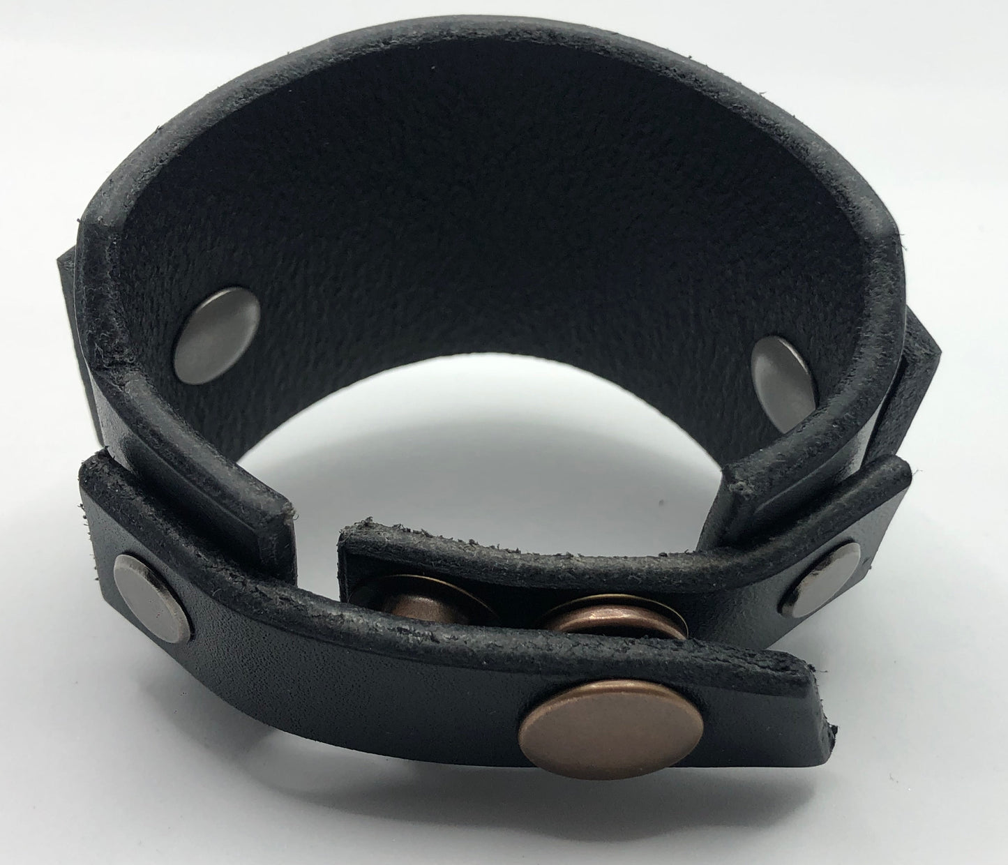 Black Single Strap Wristband / Bracelet - Extra Thick Leather