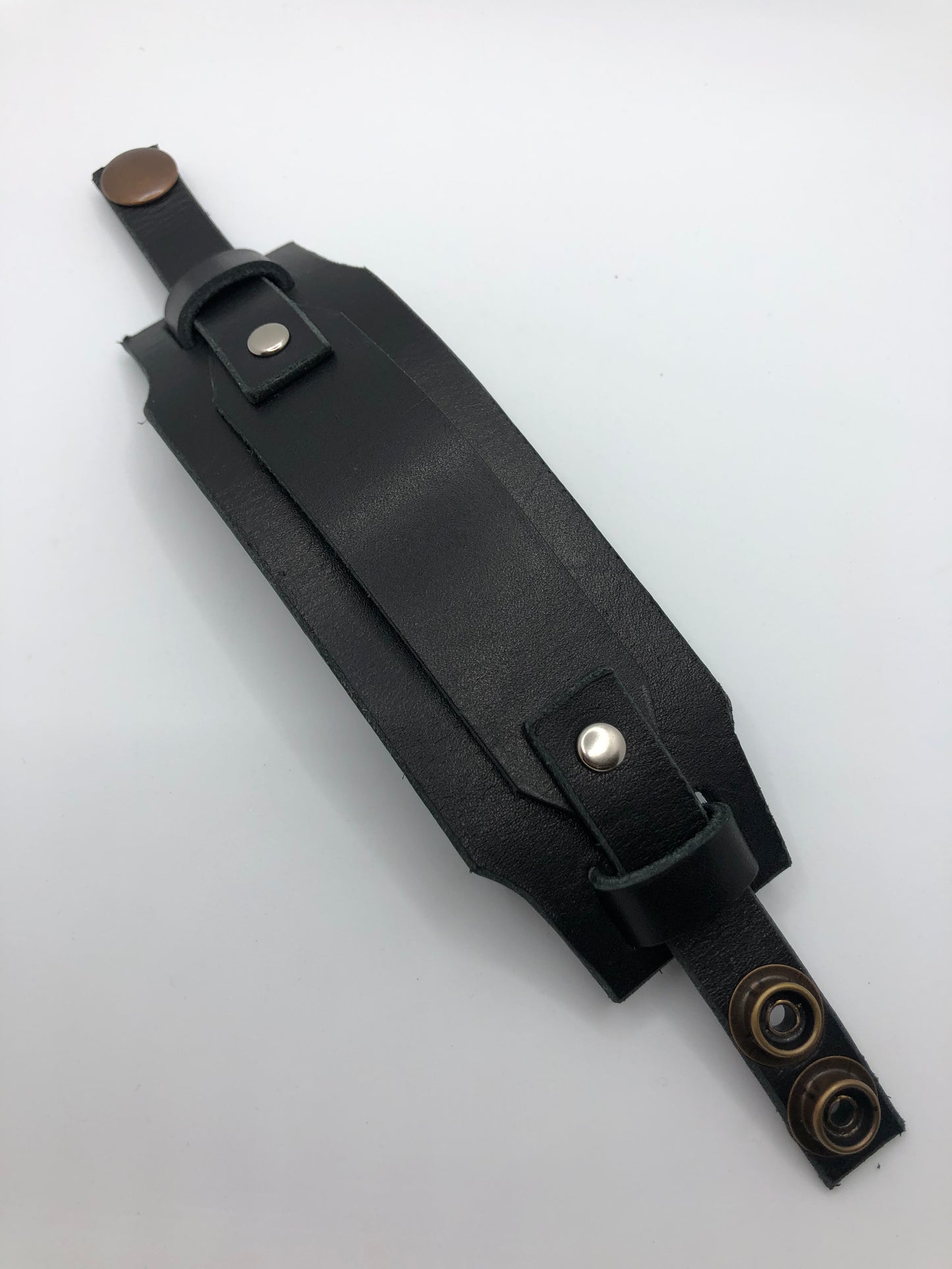 Classic Black Leather Single Strap Wristband / Bracelet