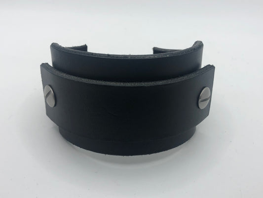 Black Single Strap Wristband / Bracelet - Extra Thick Leather