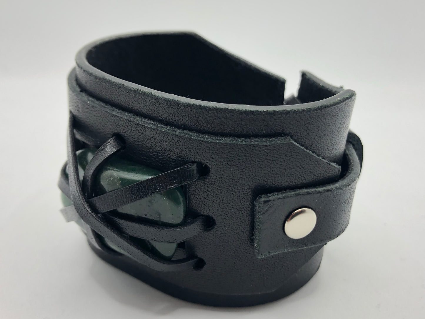 Crystal Wrap Wristband / Bracelet- Black Leather