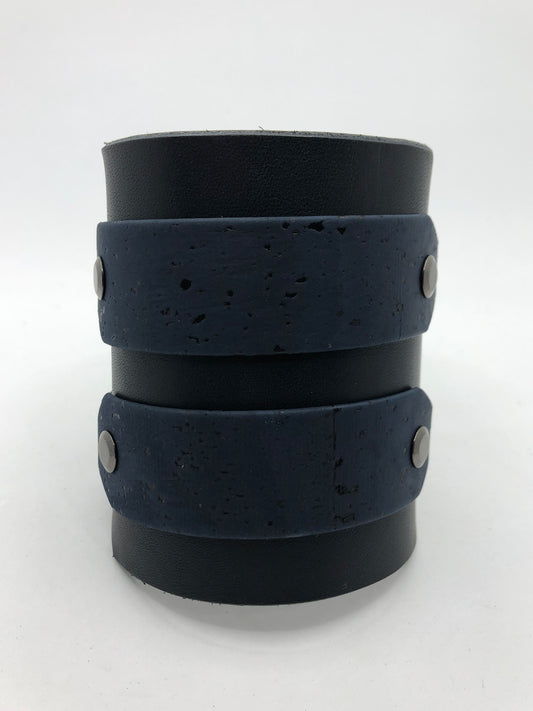 Rexor - Navy Blue Leather Wristband