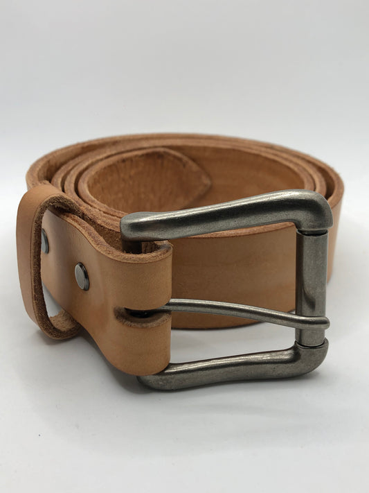 Natural / Raw Leather Belt with Heavy Duty Buckle