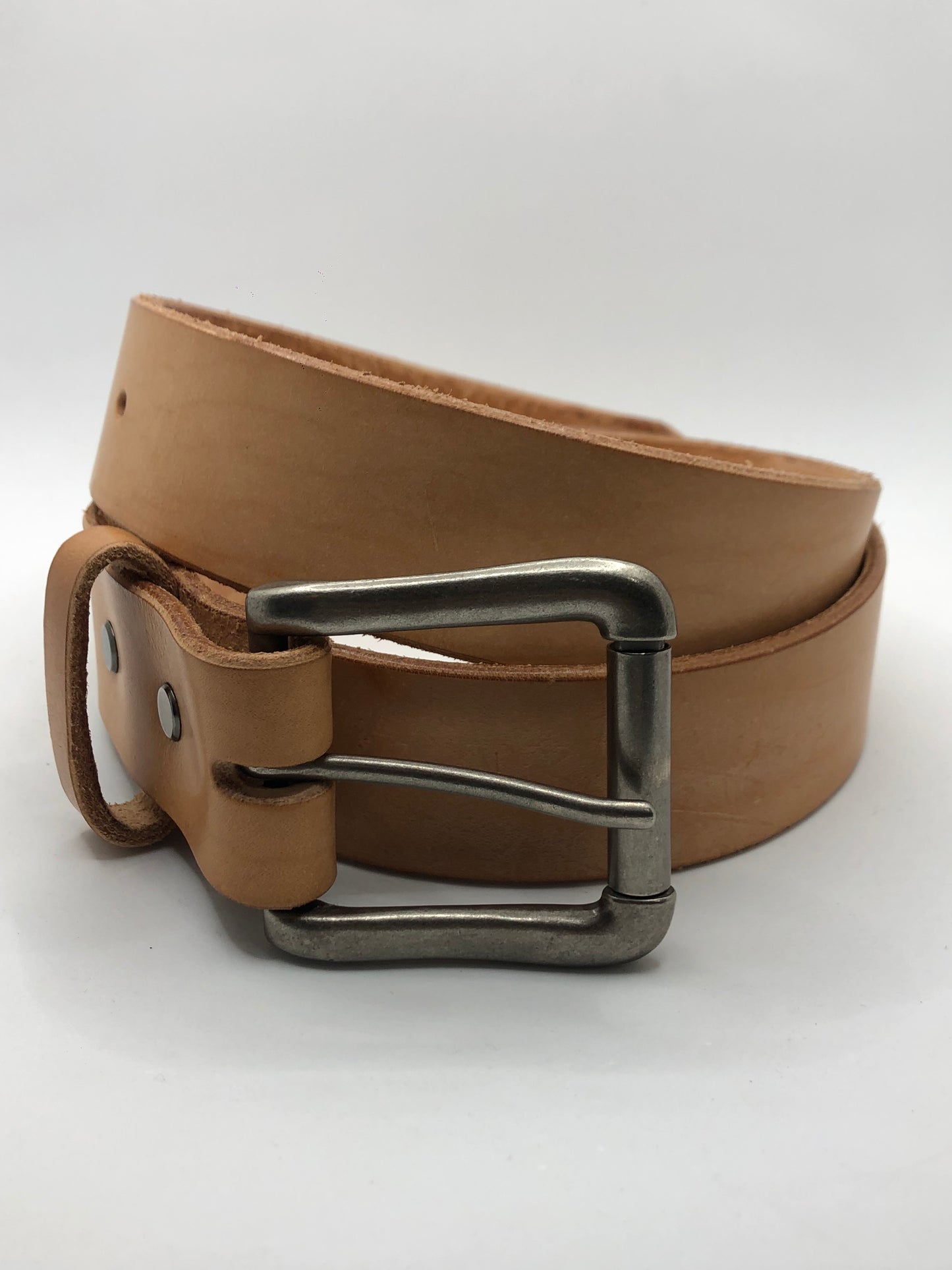 Natural / Raw Leather Belt with Heavy Duty Buckle