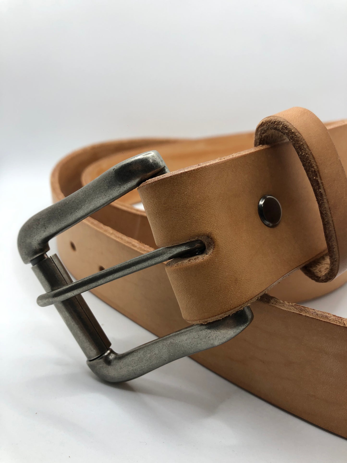 Natural / Raw Leather Belt with Heavy Duty Buckle