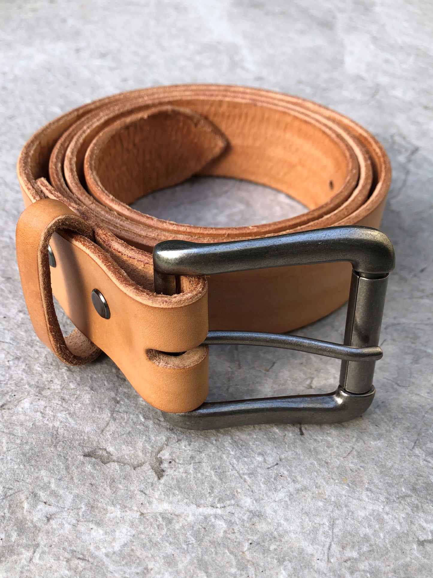 Natural / Raw Leather Belt with Heavy Duty Buckle