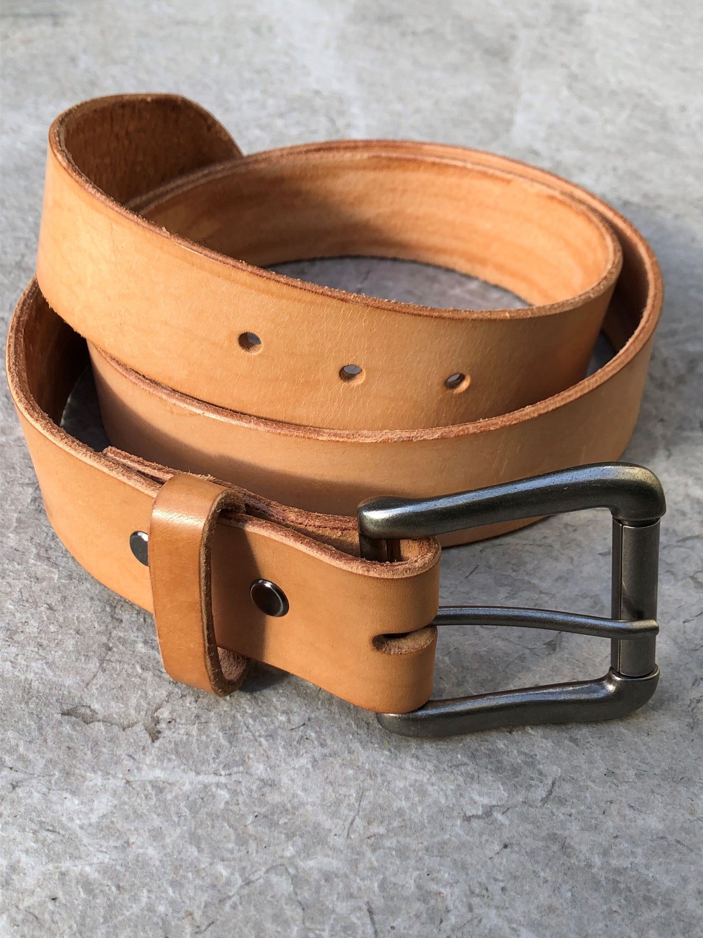 Natural / Raw Leather Belt with Heavy Duty Buckle