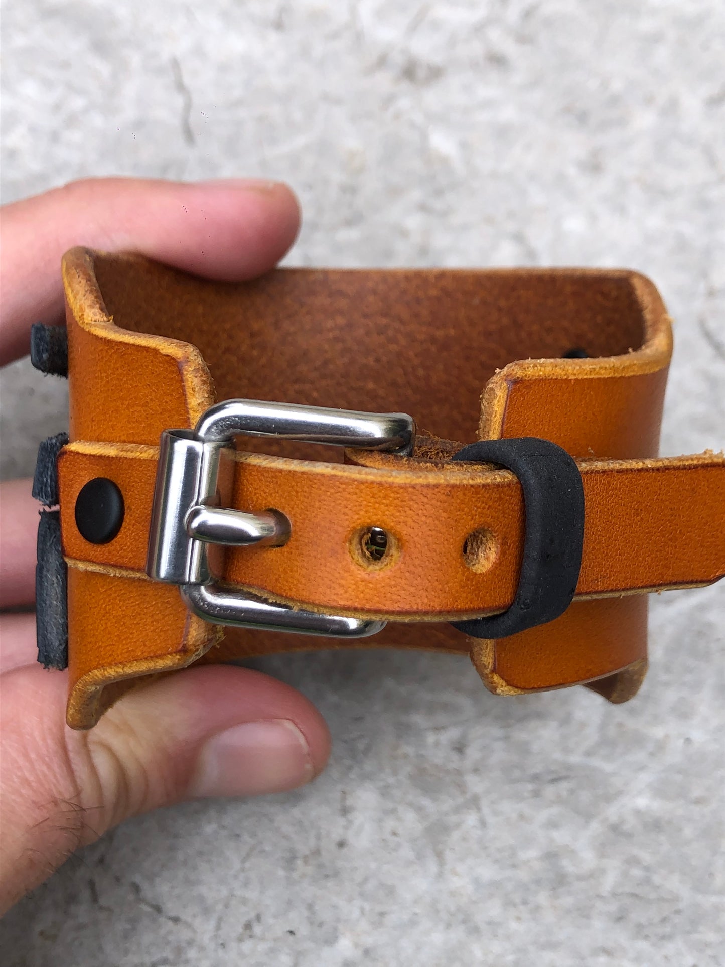 Tiger Cuff / Leather Bracelet with Adjustable Buckle