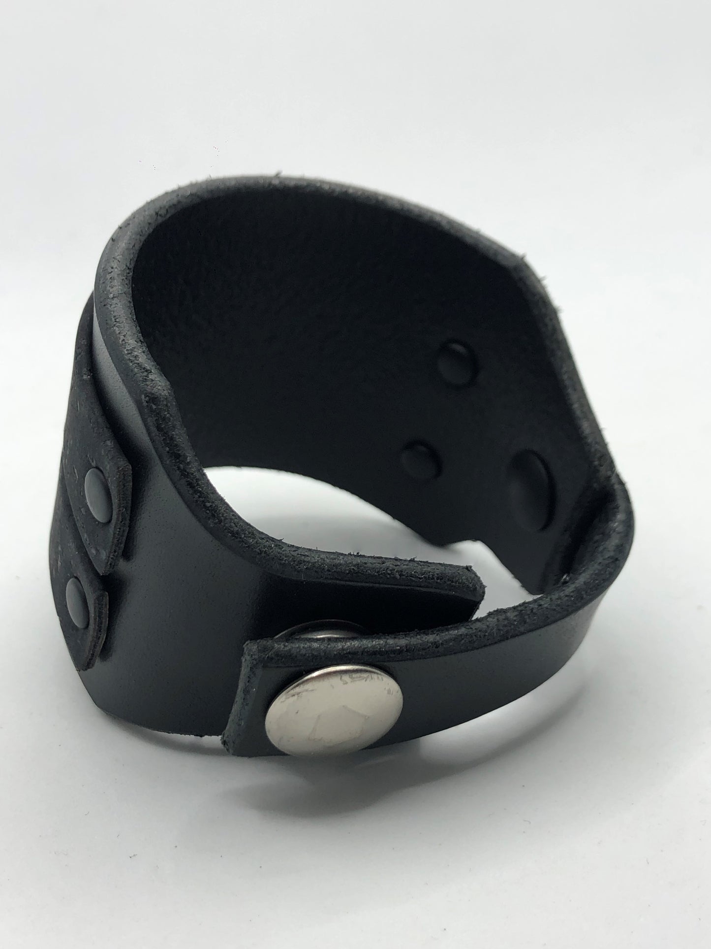 Cork Leather / Leather Hybrid Cuff Bracelet - Matt Black