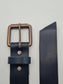 Como - Dark Blue Leather Belt with Vintage Copper Buckle